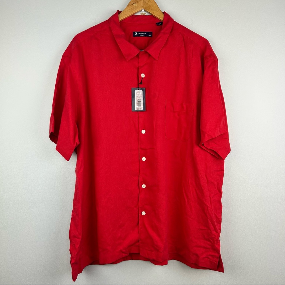 NWT Cremieux men’s classic short sleeve button down shirt size XXL burnt red